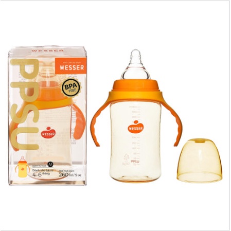 Bình sữa , núm ti wesser cổ rộng 180ml/260ml nhựa pp bpa free/ppsu cao cấp