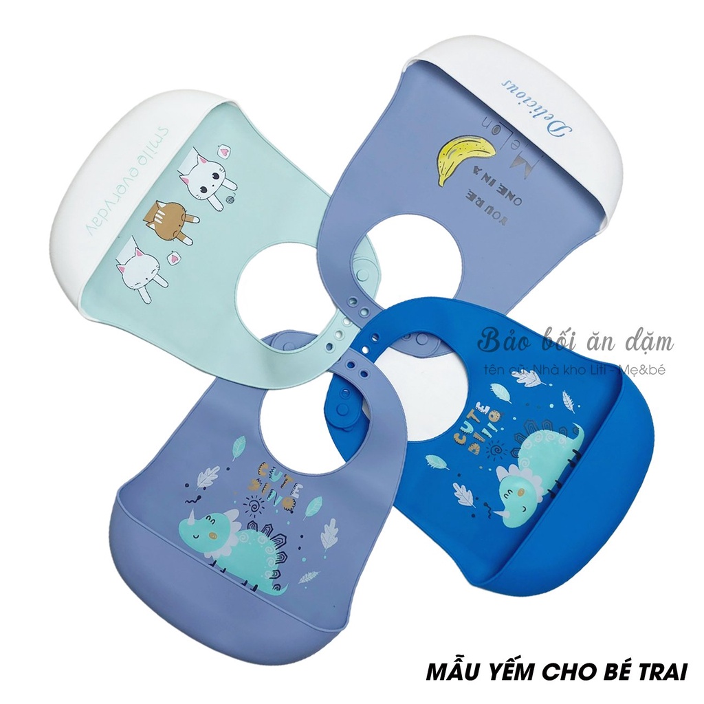 Yếm máng silicon tập ăn dặm cho bé