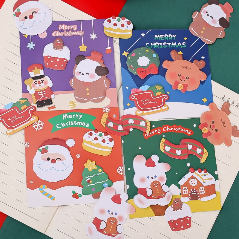 60Sheets/Book Cartoon Christmas Combination Post-It Notes Cute Elk Notepad Message Post-It Notes to Decorate Christmas Gifts