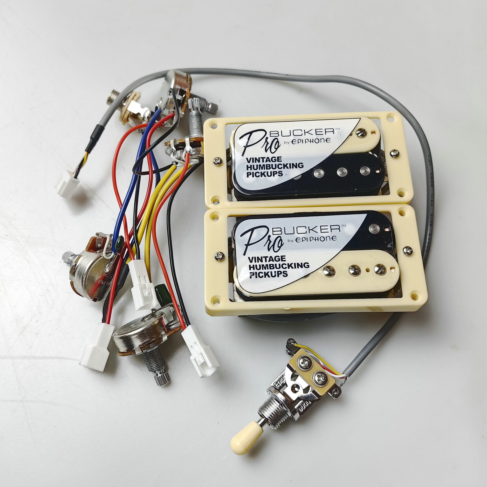 1 Set ProBucker Alnico Bridge&Neck Pickups with Pro Wiring Harness Pots&3 Way Switches for Electric guitar Chrome