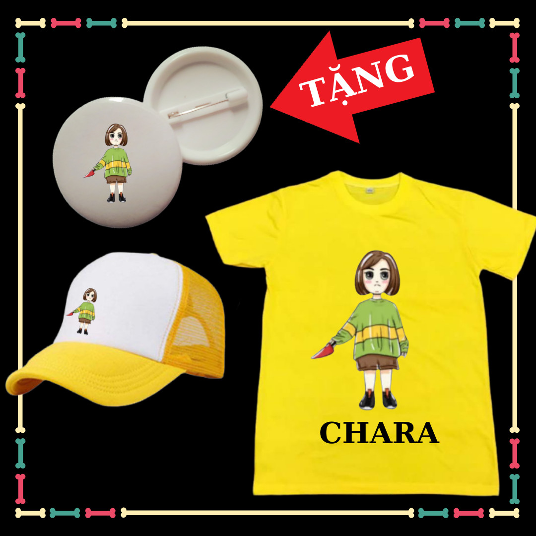 COMBO ÁO + MŨ/NÓN IN HÌNH CHARA UNDERTABLE CHO BÉ GÁI