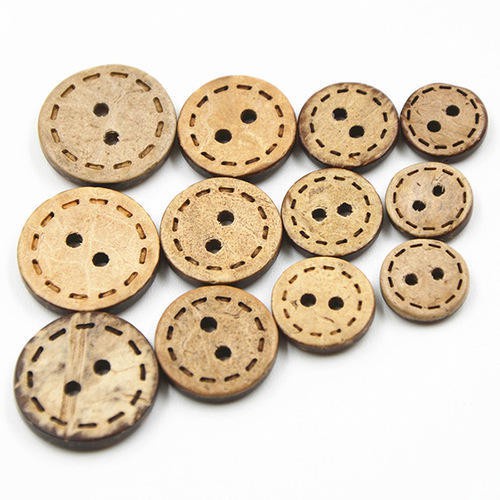 10 Nút gỗ dừa dùng kết đính trang phục, đồ handmade
