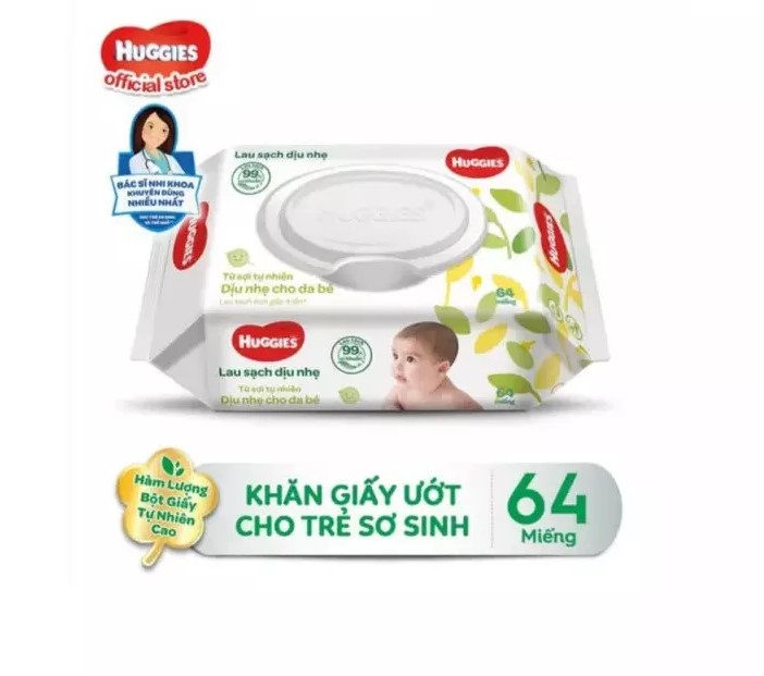Khăn giấy ướt cho trẻ sơ sinh Huggies 64 tờ (1 gói)