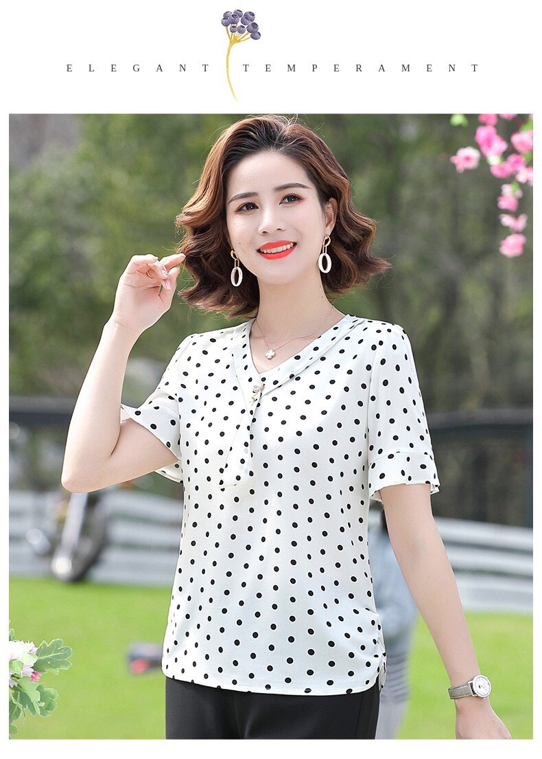 áo kiểu chấm bi quý cô thanh lịch -n222 ( thời trang trung niên anitagreen)