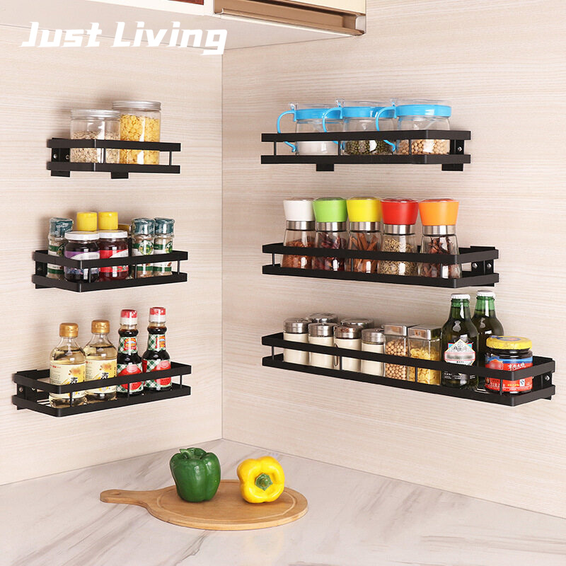 JustLiving Giá Để Đồ Nhà Bếp Giá Để Đồ Treo Gia Vị Nhà Bếp Treo Tường Không Đục Lỗ Giá Sắp Xếp Phòng Tắm (Không Khoan)