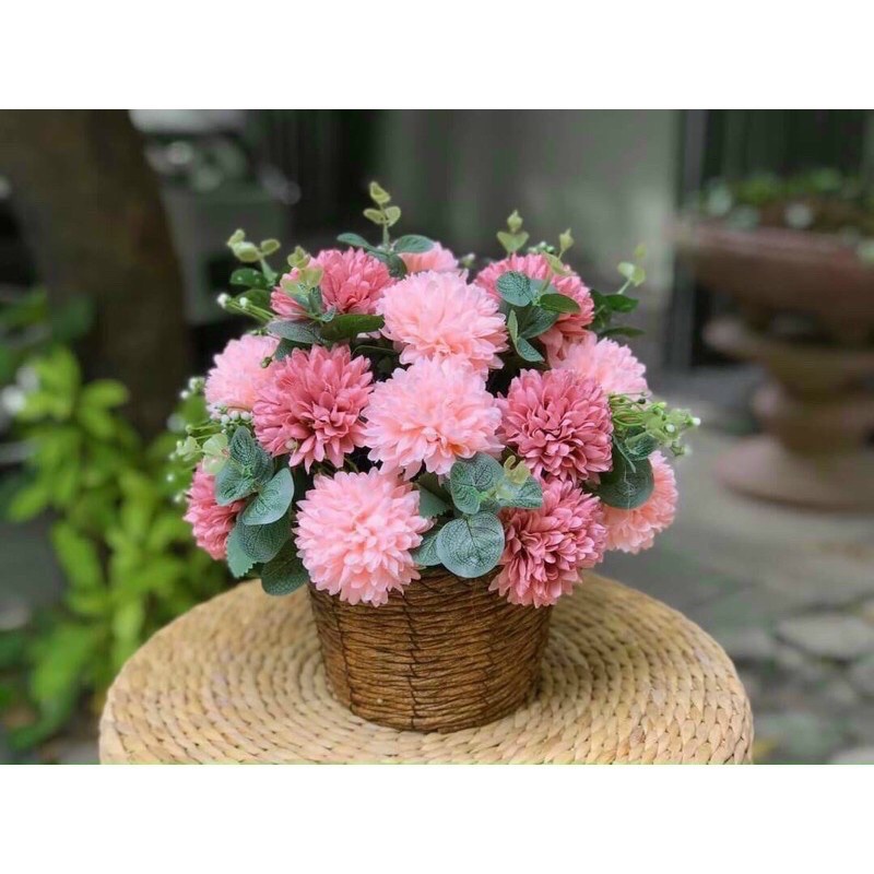 Cành hoa Binh Bông (tú cầu) lụa 7 bông,điểm hoa sáp,hoa lụa,cắm bình siêu đẹp