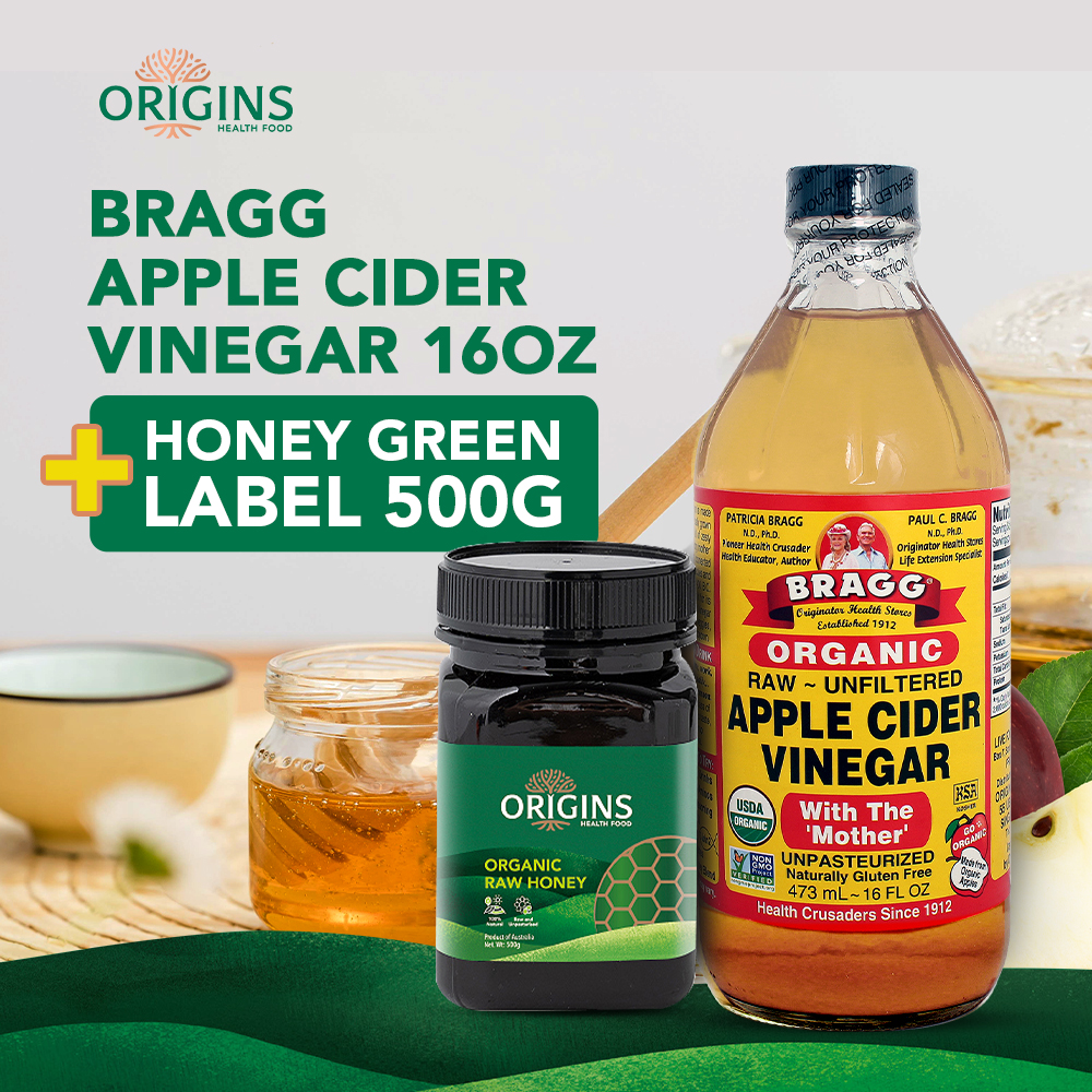 FREE 1xHONEY DIPPER] Bragg Apple Cider Vinegar 16OZ + Origins Organic Raw  Honey Green Label 500G | Lazada Singapore