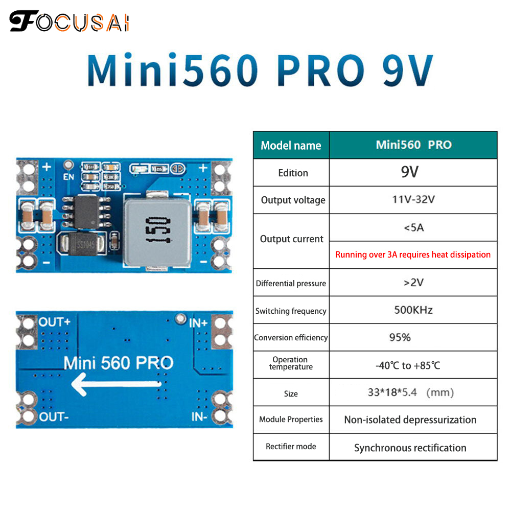 Focusai Hiệu Quả Cao Đầu Ra 3.3V 5A Mini560 Bước Xuống DC-DC Chuyển Đổi Điều Chỉnh Điện Áp Buck Ổn Định Mô-đun Nguồn