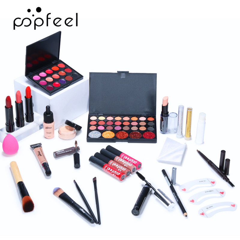 NEW%20POPFEEL%20Makeup%20Kit%208-26%20Pieces%20Female%20Makeup%20Set%20Eye%20Shadow%20Lip%20Gloss%20Mascara%20Eyeliner%20Brushes%20Cosmetics%20Bag%20Make-up%20For%20Women%20-%20Image%203