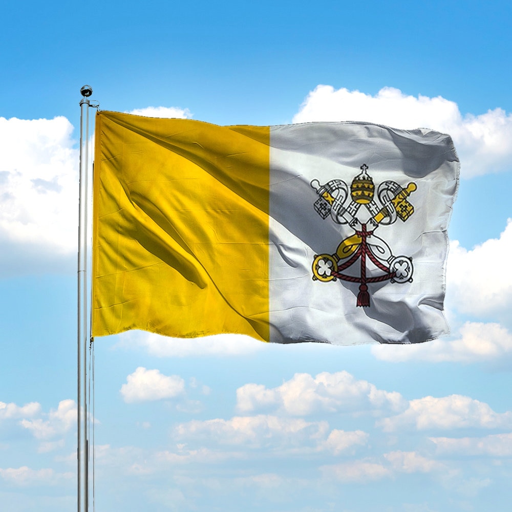 Free Shipping The Vatican City Flag 90x150cm Christianity Cross Church Yellow White Vatican Flag High Quality