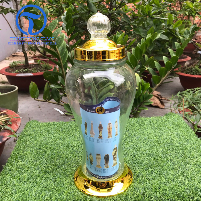 BÌNH NGÂM RƯƠU SÂM THỦY TINH  Phú Hoà 4 LÍT KHÔNG VAN