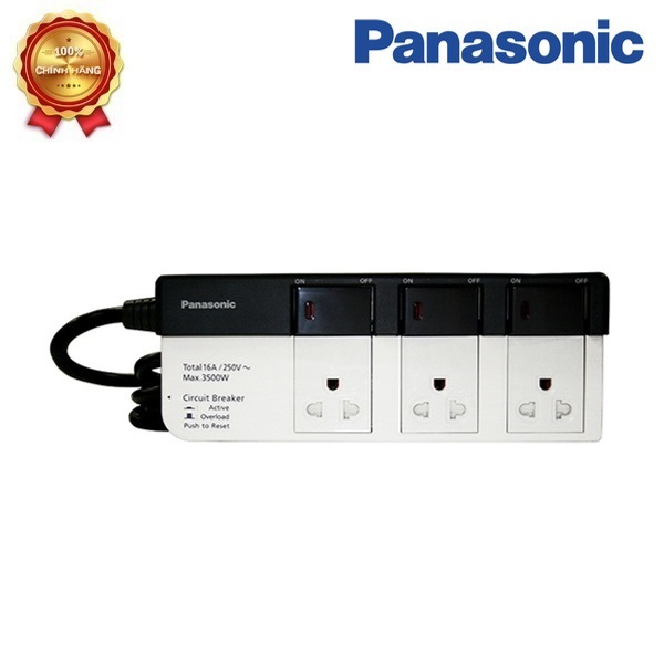 Ổ cắm có dây 3 công tắc panasonic 3 ổ cắm 3 mét dây wchg28334