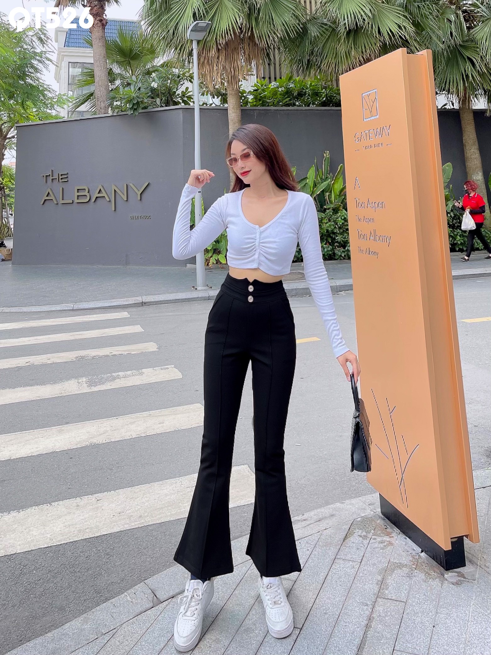 Quần tây thun loe lưng kiểu 2 nút chất co giãn tót QT526