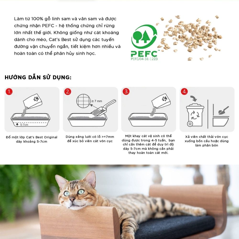 Cát Cat's Best - Cát gỗ vệ sinh cho mèo