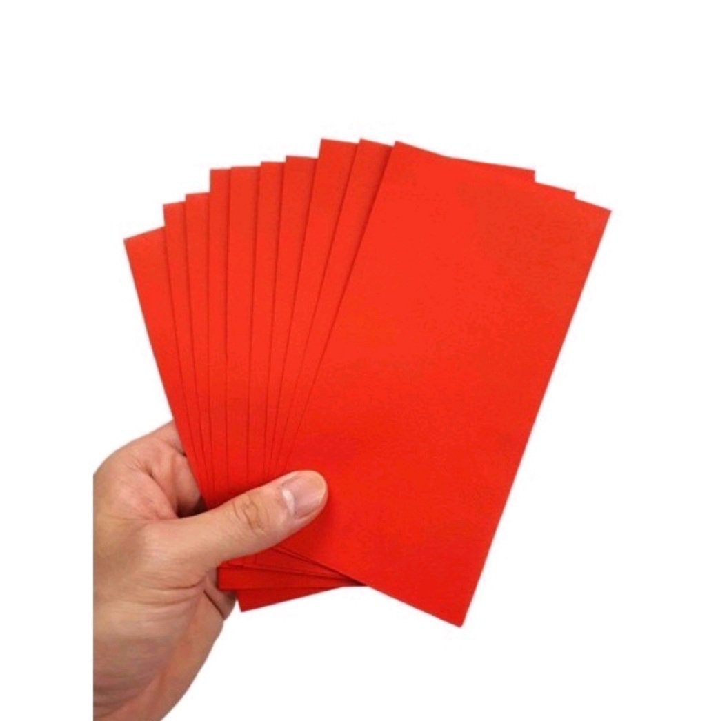 Xấp 10 BAO LÌ XÌ ĐỎ TRƠN ĐỂ VIẾT THƯ PHÁP