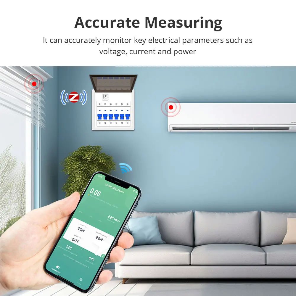 hot Zigbee WiFi 63A Single Phase Energy Meter Monitoring Realtime