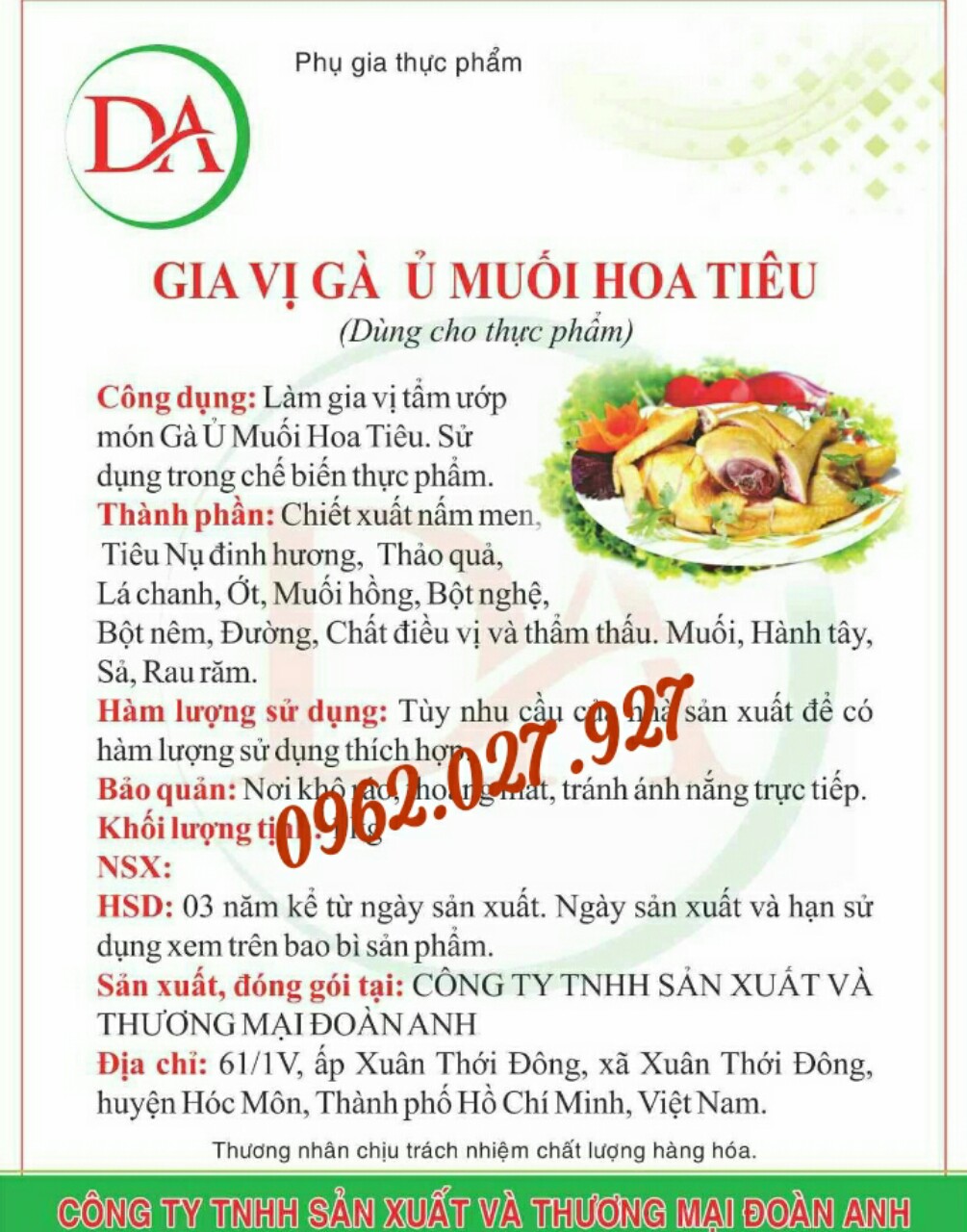 Gia Vị Gà Ủ Muối Hoa Tiêu Chuẩn Vị