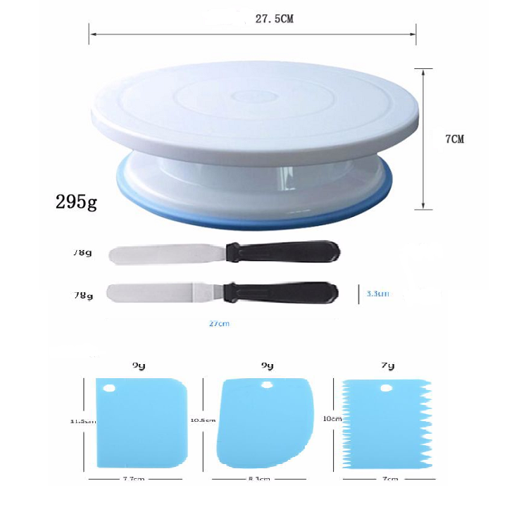 Cake Decorating Kits Supplies with Cake Turntable, 2 Icing Spatula, 3 Icing Smoother