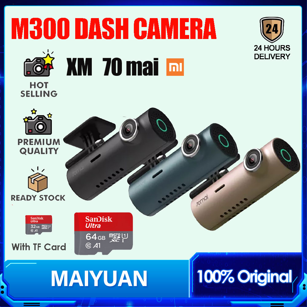 70mai M300 Dashcam Car Recorder 3MP 1296P 140 FOV WDR App&Voice Control Parking  Mode Emergency Recording/Loop Recording Dash Camera With 32G/64G/128G TF  Card