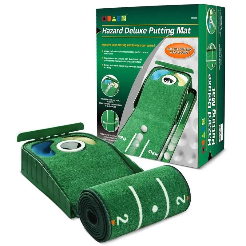PGM Golf Indoor Putting Mat Putter Trainer Green Carpet Practice Set Ball Return Mats PM009