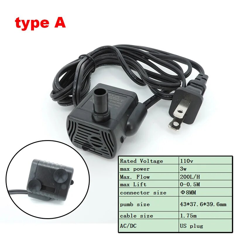 ANWELA2 Ultra-quiet Water Pump Flow Rate Waterproof Brushless Pump Filter Fish Tank Fountain Pet Water Dispenser Lift Submersible