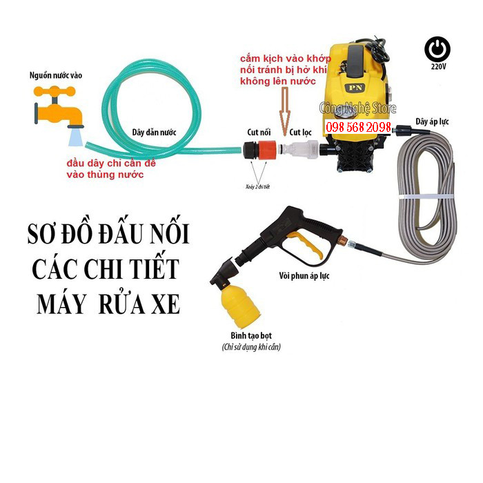 Máy Rửa Xe BosS Siêu Khỏe-dây áp lực 15M