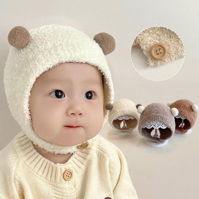 Baby Winter Hat Knitting Infant Toddler Ear Protection Cap Solid