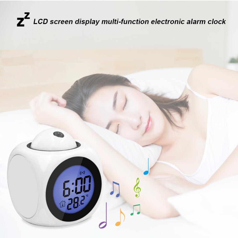 Electronic Alarm Clock Multi-function Digital Projection Alarm Clock LED Temperature Display for Home Bedroom Decoration