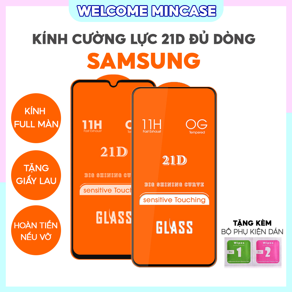 Kính cường lực 21d samsung full màn hình m10 m11 m20 m21 m30 m30s m32 5g m33 m31 m31s m51 m52 m53