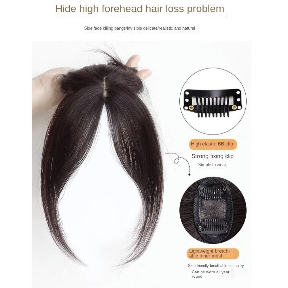 Middle Part Toppers Hair Accessories Middle Part Hair Toppers Wig with Bangs Invisible Fake ...