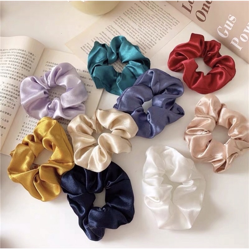 [HCM]Cột tóc Scrunchies nhiều mầu phi bóng, lụa bóng có lựa màu phong cách Hàn Quốc - Selenshop