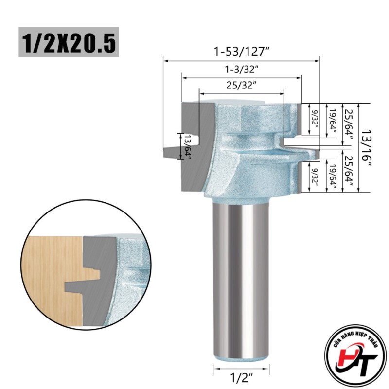Mũi phay gỗ ghép ván nhân liền soi ghép thẳng 1 nhân dày 2cm 3cm MSGV1N