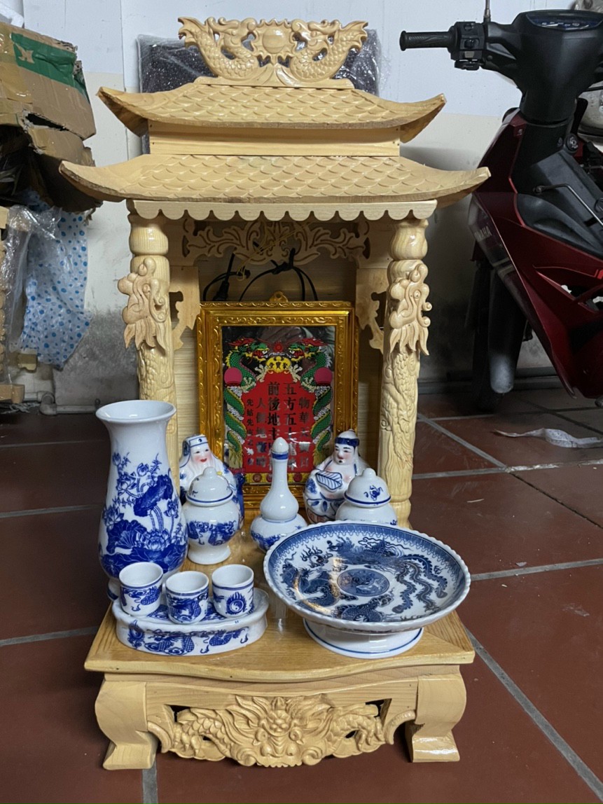 Bộ đồ thờ thần tài ông địa (ban thờ kích thước 41 cm)