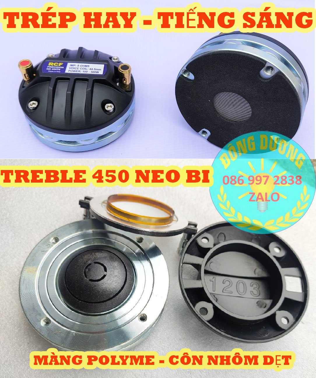 LOA TREBLE NEO BI 450 RCF NẮP NHÔM COIL DẸT  - GIÁ 1 CHIẾC - HÀNG CHẤT LƯỢNG