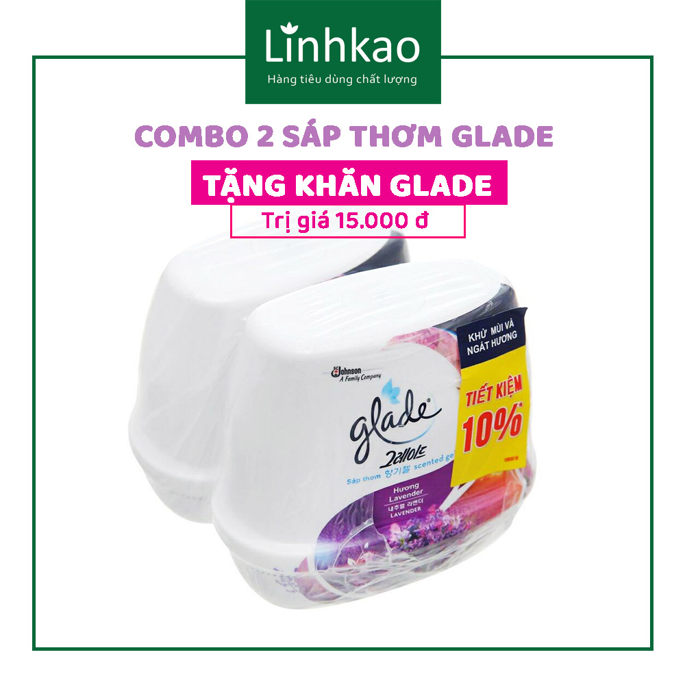 [Tặng khăn] Combo 2 Sáp Thơm Glade 180g nhiều hương