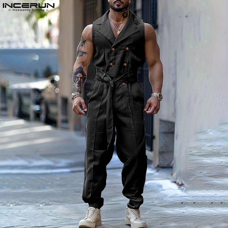 INCERUN%20Mens%20Casual%20Lace%20Up%20Solid%20Jumpsuit%20Street%20Stylish%20Double-Breasted%20Jumpsuits%20(Western%20Style)%20#240920%20-%20Image%203
