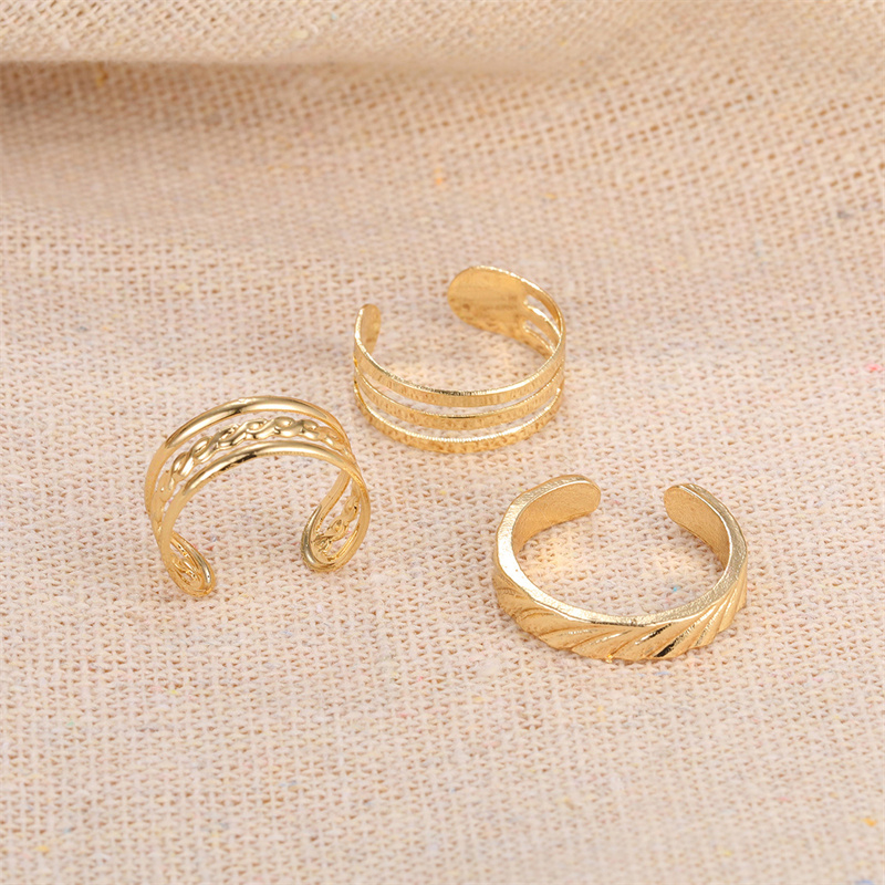 【Shop the Latest Trends】 3PCS Fashion Ins Open Toe Rings For Women Adjustable Simple Minimal Hollow Summer Beach Smooth Feet Ring Jewelry On Foot ZHANGNA.