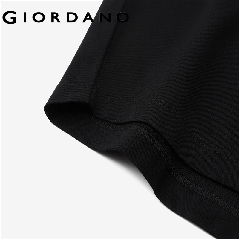 Giordano áo thun tay ngắn nữ chất liệu bông tơ bóng cổ vuông tà áo hình cung dệt kim Free Shipping 05323442