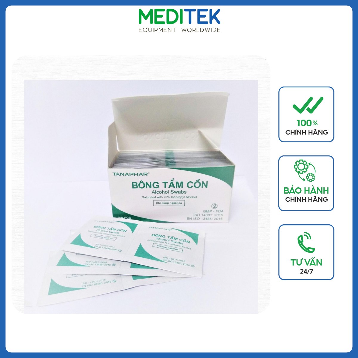 Bông tẩm cồn Tanaphar Hộp 100 miếng