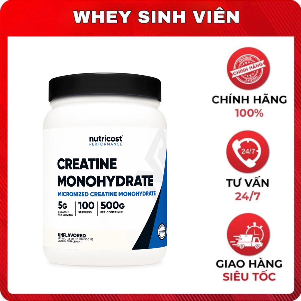 Nutricost Creatine - Micro creatine monohydrate siêu xịn tăng cơ bắp nhanh hơn bản mono hydrate