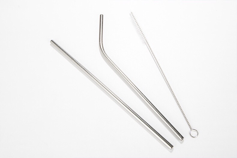 COMBO Ống hút INOX cao cấp chống rỉ - combo 3 món (ống hút inox thẳng, ống hút inox cong, dụng cụ vệ sinh ống hút)