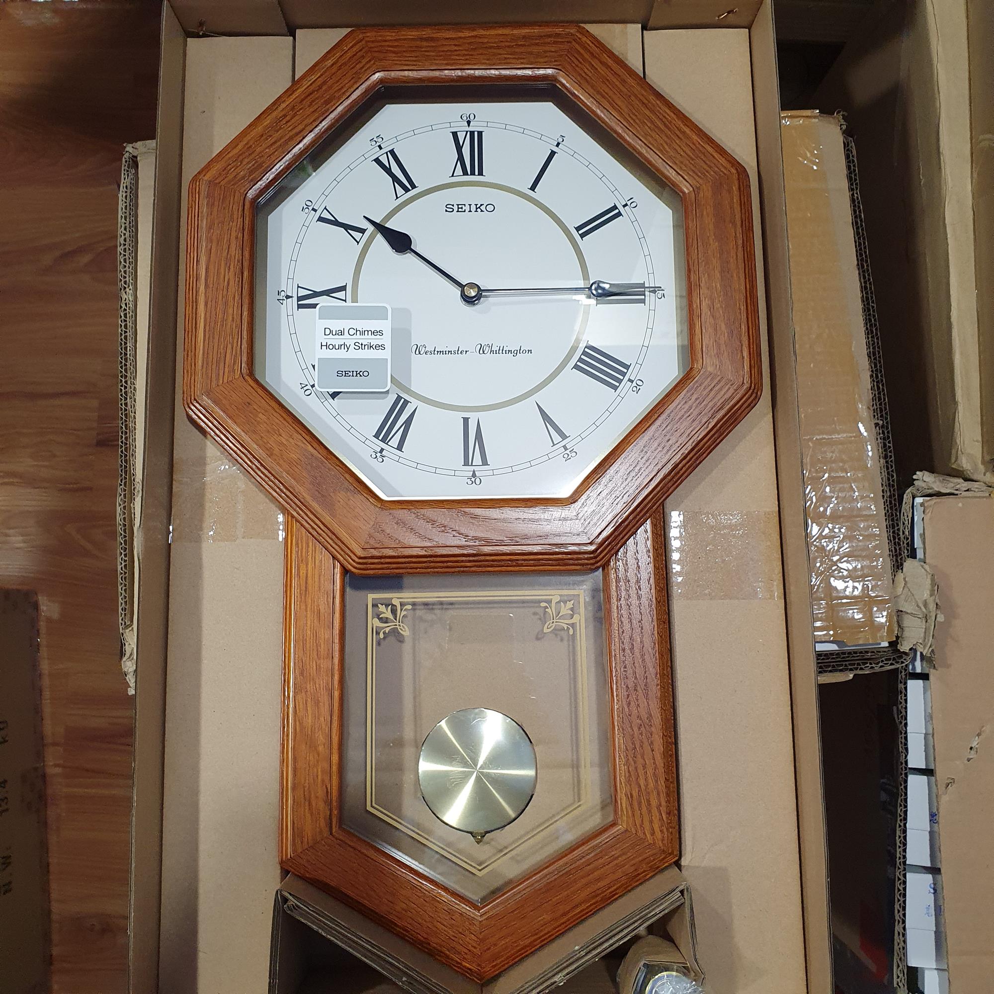 TimeYourTime] Seiko QXH110BN QXH110B Wooden Case Chimes Pendulum Wall Clock  | Lazada Singapore