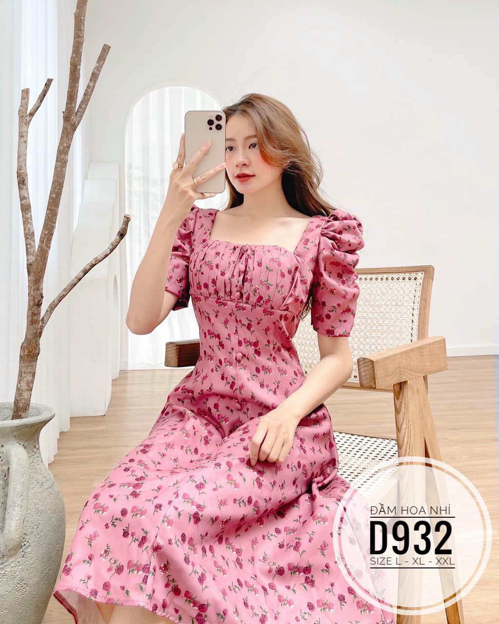 ĐẦM BIGSIZE DÁNG SUÔNG HOA XẾP LY TRƯỚC NGỰC (60-90KG)
