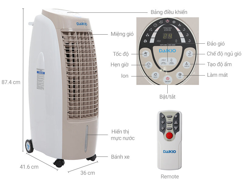 [HCM]Máy làm mát Daikio DK-1500B