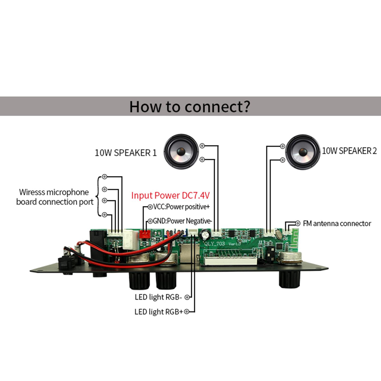 Blesiya Bluetooth MP3 Decode Board Module Digital Display Support TF/USB/AUX/Mic/ Lossless RGB Light Audio Amplifier Board Audio Receiver Module