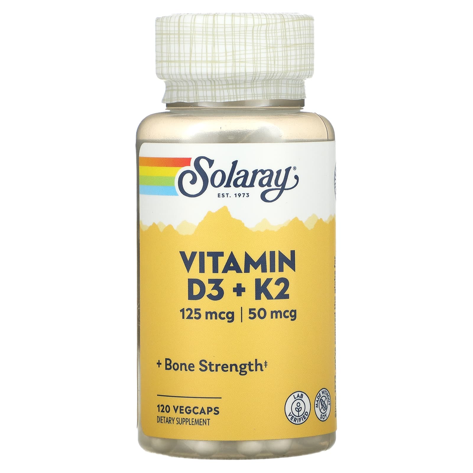 วิตามินดี3 วิตามินเค 120เม็ด Solaray Vitamin D3 K2 Soy Free 120 Vegcaps Th