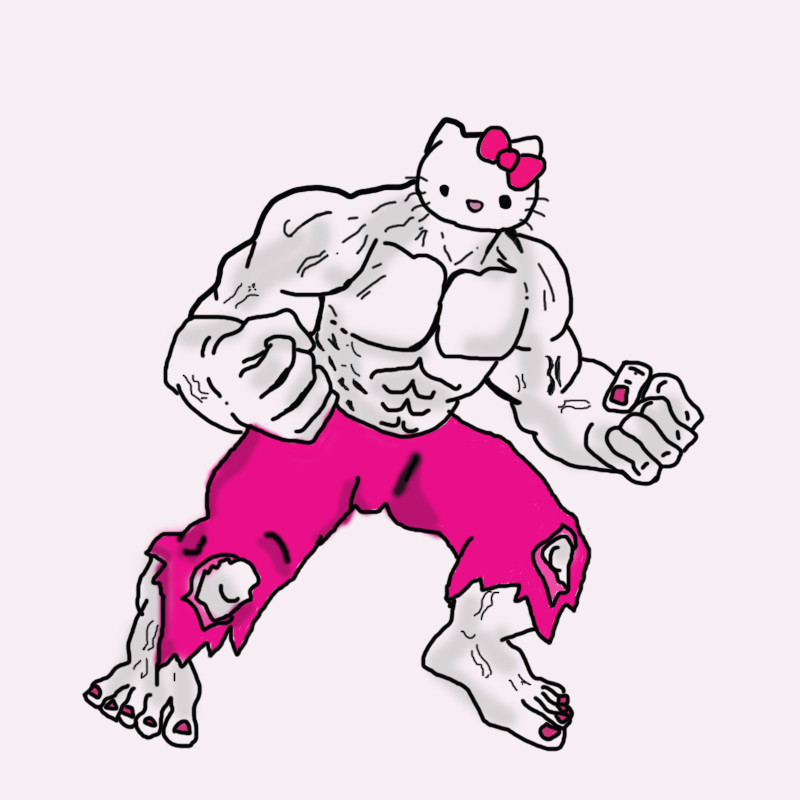 Móc khóa mèo Kitty đô con cơ bắp lực điền dễ thương