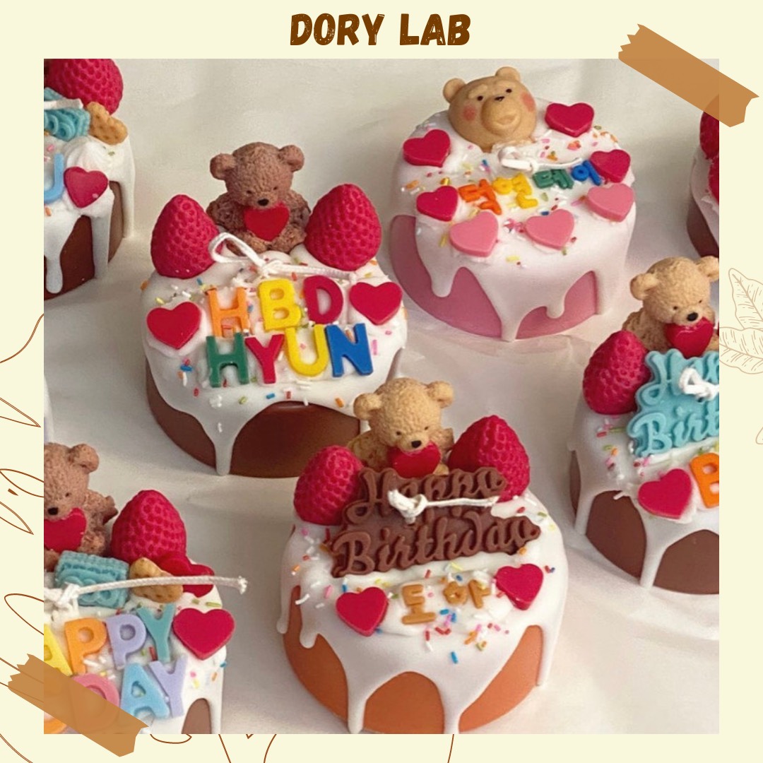 Nến thơm handmade bánh kem gấu con nhiều mẫu - dory lab