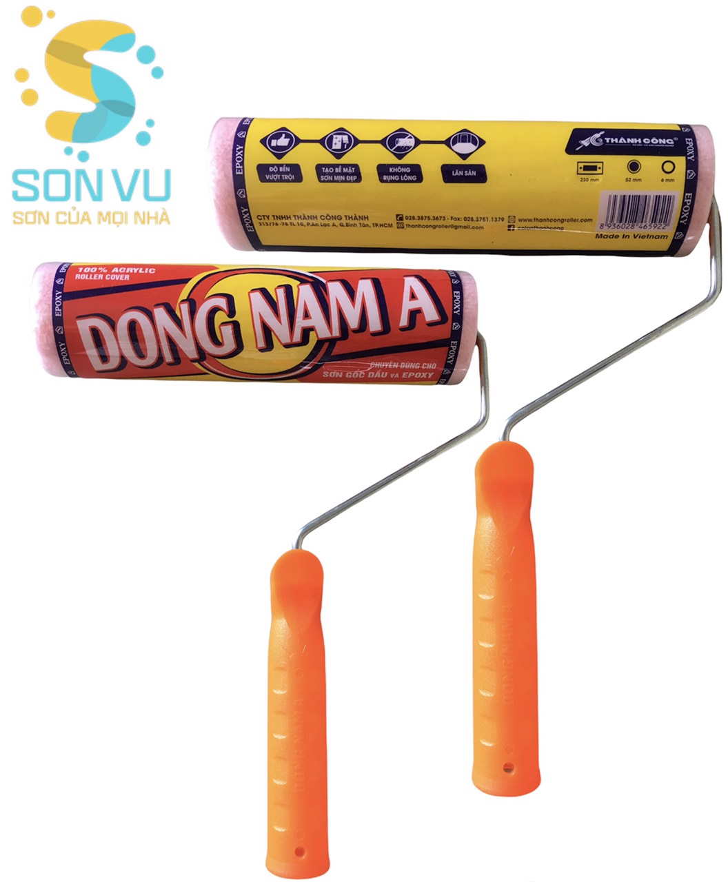 Đông Nam Á - Cọ lăn sơn epoxy và sơn dầu ( Loại 1 tấc, 1.5 tấc, 2.3 tấc)