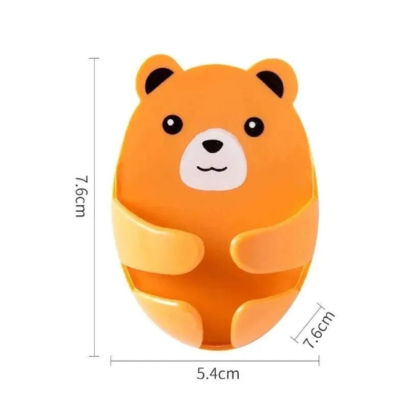 1/4Pcs Bear Plug Storage Hook Wall Organize Bracket Socket Holder Creative Mobile Phone Bracket Self-adhesive Storage Hanger